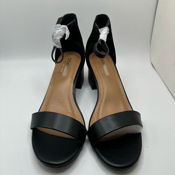 CUSHIONAIRE Women's Alba one band mid block heel sandal +Memory Foam 6.5 BLACK - Picture 2 of 7